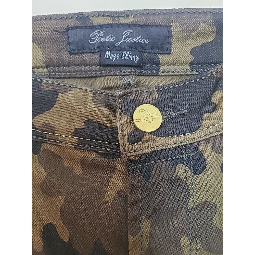 Poetic Justice Maya Skinny Womens Camouflage Green Brown Jeans Size 32R - Picture 8 of 11